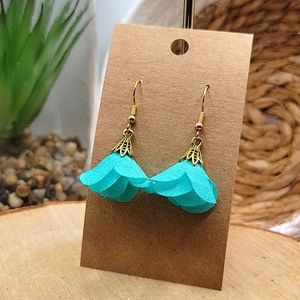 2/$10 teal flower tassle earrings